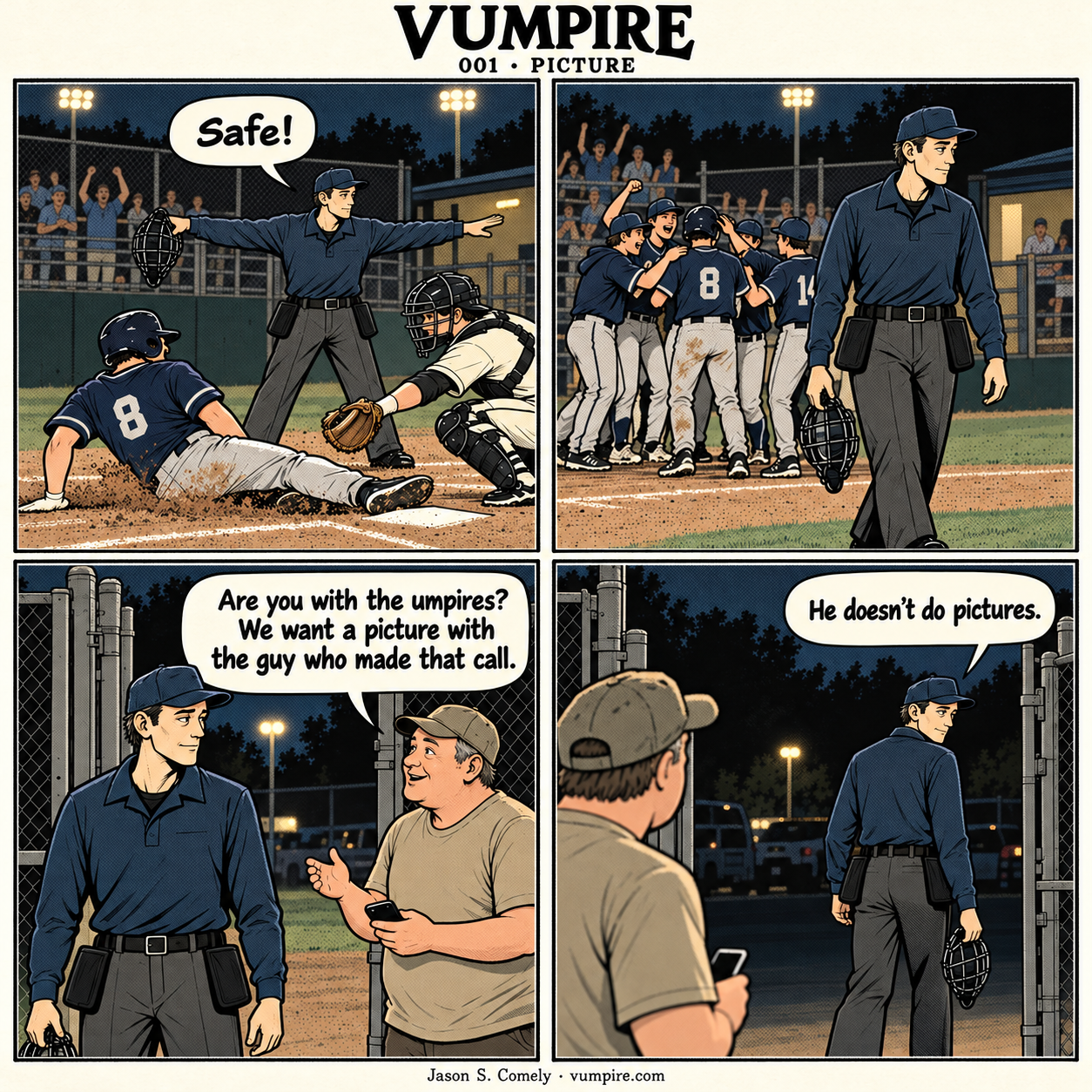 VUMPIRE 001: Picture. Four-panel comic. A complete transcript follows below.